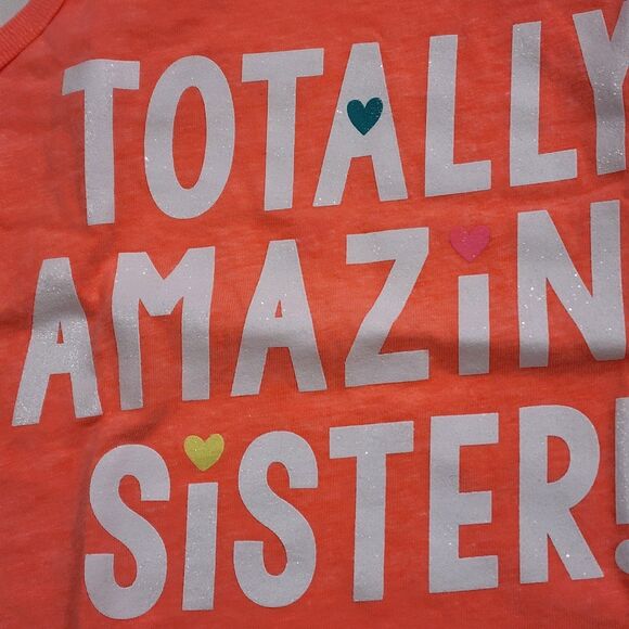 Neon Orange Totally Amazing Sister Sibling Tank Top Carter's 4t - Picture 2 of 3